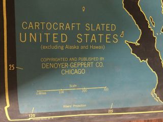 Vintage 2 - SIDED CARTOCRAFT Chalkboard PULL DOWN DENOYER - GEPPERT U.  S & World Map 6
