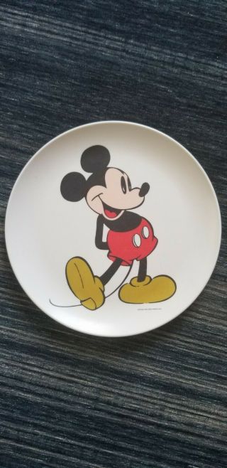 Vintage Mickey Mouse Walt Disney Productions Plate Melamine Plastic 9 "