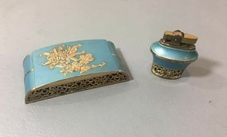 Two (2) Piece Smoke Set - Table Lighter And Cigarette Holder.