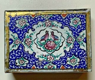Antique Enamel Cloisonne Match Box Holder Cover Safe - 2 Sided A1