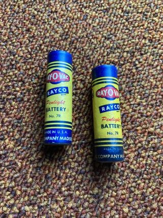 Vintage Pair Ray - O - Vac Penlight Battery 7aa " Aa " 2/25 Cents No.  78 Rayco