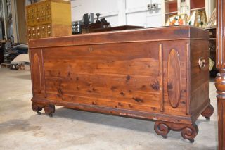 Large E.  R.  Co Antique Solid Red Cedar Blanket Chest,  Coffee Table