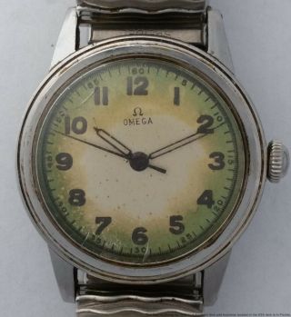 Vintage Wwii Omega Military Sweep Seconds Steel Mens Wrist Watch