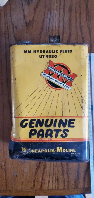 Vintage 1 Gal Minneapolis Moline Ut9580 Hydraulic Oil Tin R U Z G M Gvi
