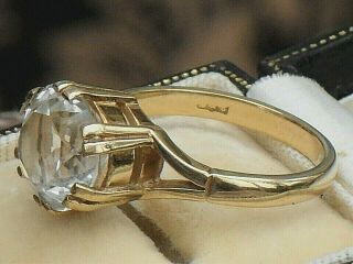 VERY FINE ANTIQUE ART DECO 5.  00cts SOLITAIRE WHITE ZIRCON 9ct YELLOW GOLD RING 2
