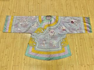 Antique vintage Chinese hand embroidered mandarin kimono robe dress coat china 2