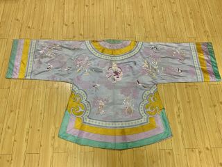 Antique vintage Chinese hand embroidered mandarin kimono robe dress coat china 3