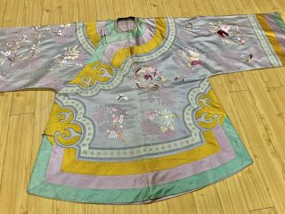 Antique vintage Chinese hand embroidered mandarin kimono robe dress coat china 4