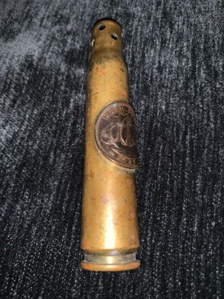 Vintage Wwii Shell Casing Trench Lighter With British Half Penny