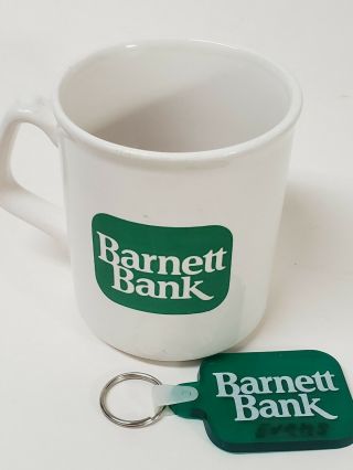 Vintage Barnett Bank Mug And Key Chain Defunct Florida Bank Collectible
