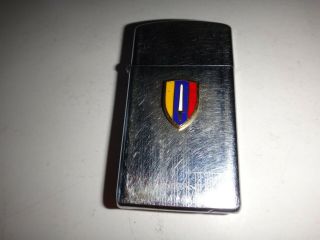 Year 1974 Polished Chrome Zippo Slim Lighter Us Army In Vietnam Usarv Emblem