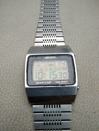 1970 Vintage Seiko Stainless Steel Digital Lcd Wrist Watch 782767 Fully