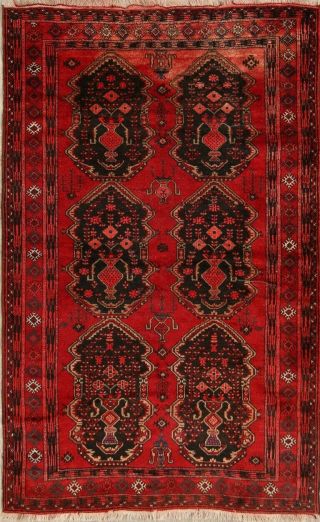 360 Knots Fine Semi Antique Geometric 4x7 Wool Balouch Afghan Oriental Area Rug