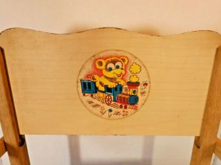 Vintage 50 ' s - 60 ' s Childs Wooden Potty Chair Foldable Toilet Teddy Bear Decal 2