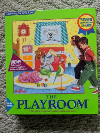 Vintage 1993 Broderbund The Playroom Rare Complete.  Ms - Dos Pc Software