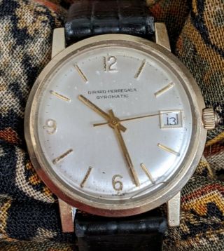 Rare Vintage Girard Perregaux Gyromatic 10k Gold Filled Mens Watch -