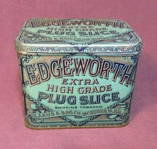 Vintage Edgeworth Tobacco Tin Extra Plug Slice 4 1/2 X 3 1/4 X 3 5/8 " Empty