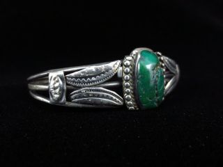 Antique Navajo Bracelet - Coin Silver And Turquoise Ca.  1900