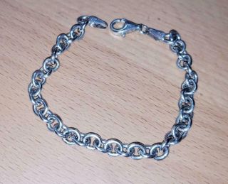 925 Sterling Silver Vintage Cable Link Bracelet (7 ") 12.  8 Grams