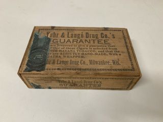 Yahr & Lange Drug Co.  Wood Cigar Box - 1901 Series - Havana Tobacco - Uber Rare Usa