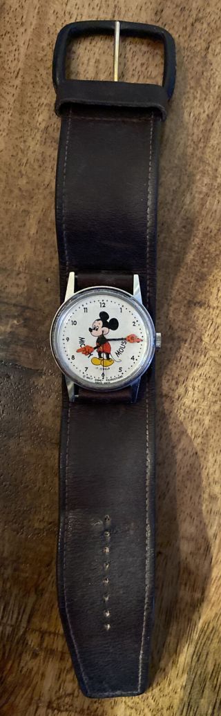 Vintage Mickey Mouse Walt Disney Production Hand Wound 17 Jewels Swiss Watch
