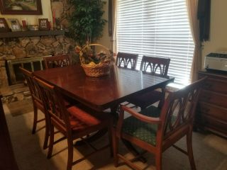 Antique Table And 6 Chairs,  Duncan Phyfe,  Mahogany,  1940 - 1949,  Neo Classic.