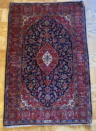 Antique Persian Rug Hand Woven Carpet Soft,  High Pile 1950 