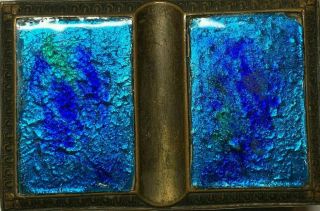 Vintage Enamel Cloisonne Match Box Holder Case 2 Blue Rectangle A24