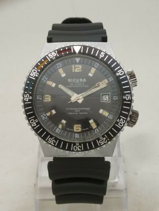 1972 Sicura By Breitling 400 Diver Compressor Automatic BF 158 Men ' s Wrist Watch 3