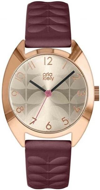 Orla Kiely Unisex Adult Analogue Quartz Watch With Leather Strap Ok2296 Rrp £99
