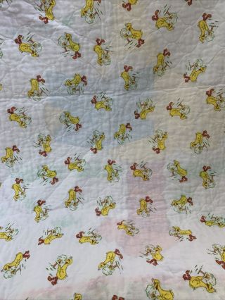 Sesame Street Big Bird Baby Crib Yellow Blanket Quilt Bedtime Stories Vintage 3