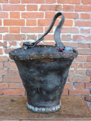 Rare Late 18th Century English Antique Leather Fire Bucket