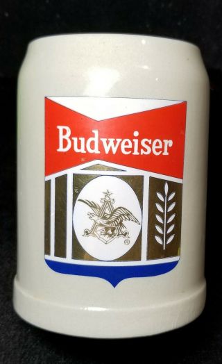 Vintage Budweiser Beer Germany Stoneware Mug 0.  5 L Gerz Ceramic Stein Cup