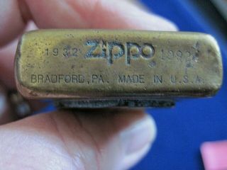 Camel Cigarette Zippo Brass Lighter 60th Anniversary 1932 - 1992 3