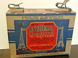 Vintage Eveready Radio Battery - No.  771 - 4 1/2 Volts C Battery 3