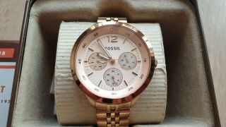 Fossil Es3241 Ladies Rose Gold Stainless Steel Multifunction Watch