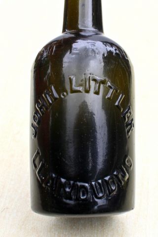 Vintage C1900s John Littler Llandudno Wales Black Glass 1/2 Pint Beer Bottle
