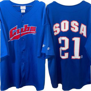 Vtg 1999 Mlb Chicago Cubs Sammy Sosa 21 Blue Jersey Men’s Xxl Spellout Script