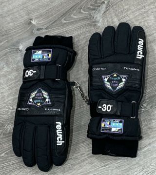 Vintage Reusch Goretex Thinsulate Black Ski Gloves Sz 8.  5 - 30 Racing Euc Men’s