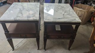 Antique Italian Marble Top Mahogany End Tables Regency Square Weiman Co