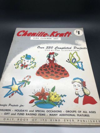 Vintage Chenille Kraft Pipecleaner Art Craft Pattern Instruction Booklet 1958