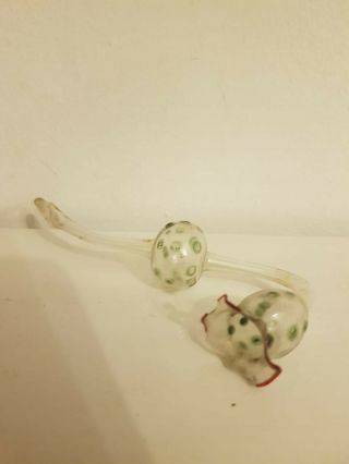 C1850s Unique Glass Chinese Opium Pipe Inthe Shape Of A Poppy Handblown&painted