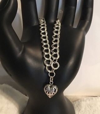 Estate Vintage Sterling Silver,  925 Friendship Chain Bracelet W/ Heart
