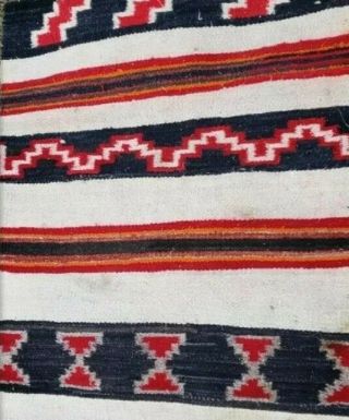 Antique Navajo Rug Saddle Blanket Native American Indian Weaving Textile 1910
