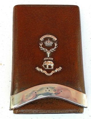 Antique Silver & Leather Cigar Case Boer War Ross - Shire Buffs Regiment 1890