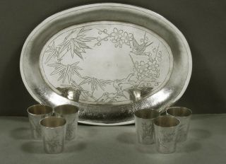 Chinese Export Silver Drinks Set  C1890 Signed