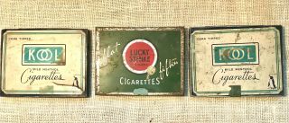 Antique Cigarette Tin Combo Pack Vintage Lucky Strike Kool