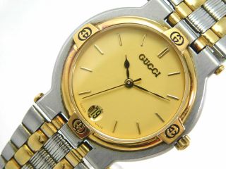Gucci 9000m Gold Silver Date Men 