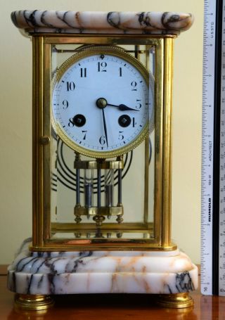 Antique French 8 Day 4 Glass Crystal Regulator Mantle Clock Mercury Pendulum