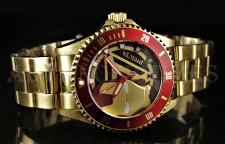 Invicta 44mm Marvel Iron Man Limited Edition Red Bezel 18k Gold Plated Watch